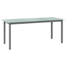 Berkfield Home Garden Table Light Grey 190x90x74 cm Aluminium & Glass - Size: 190 x 90 x 74 cm - thumbnail 1