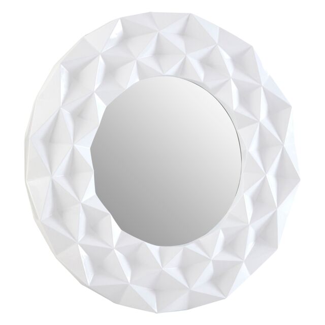 Orsina White High Gloss 3D Design Wall Mirror, Easy to Clean Bedroom Wall Mirror, High-quality Antique Mirror - image 1
