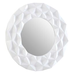Orsina White High Gloss 3D Design Wall Mirror, Easy to Clean Bedroom Wall Mirror, High-quality Antique Mirror