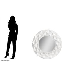 Orsina White High Gloss 3D Design Wall Mirror, Easy to Clean Bedroom Wall Mirror, High-quality Antique Mirror - thumbnail 5