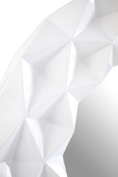 Orsina White High Gloss 3D Design Wall Mirror, Easy to Clean Bedroom Wall Mirror, High-quality Antique Mirror - thumbnail 3