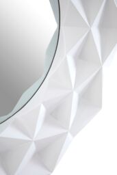 Orsina White High Gloss 3D Design Wall Mirror, Easy to Clean Bedroom Wall Mirror, High-quality Antique Mirror - thumbnail 4