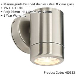 Loops Dimmable Outdoor IP65 Wall Downlight - 7W GU10 LED Marine Grade Stainless Steel in Metallics - thumbnail 2