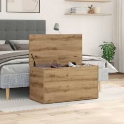 Berkfield Home Storage Chest Artisan Oak 84x42x46 cm Engineered Wood in Brown - Size: 84 x 42 x 46 cm - thumbnail 2