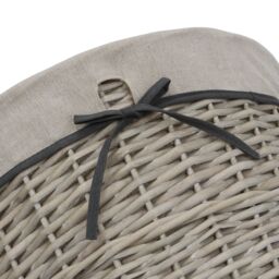 JVL Arianna Round Tapered Willow Linen Laundry Basket, Grey Wash in Mid Grey - Size: Medium - thumbnail 3