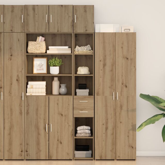 Berkfield Home Slim Storage Cabinet Artisan Oak 30x42.5x225 cm Engineered Wood in Brown - image 1