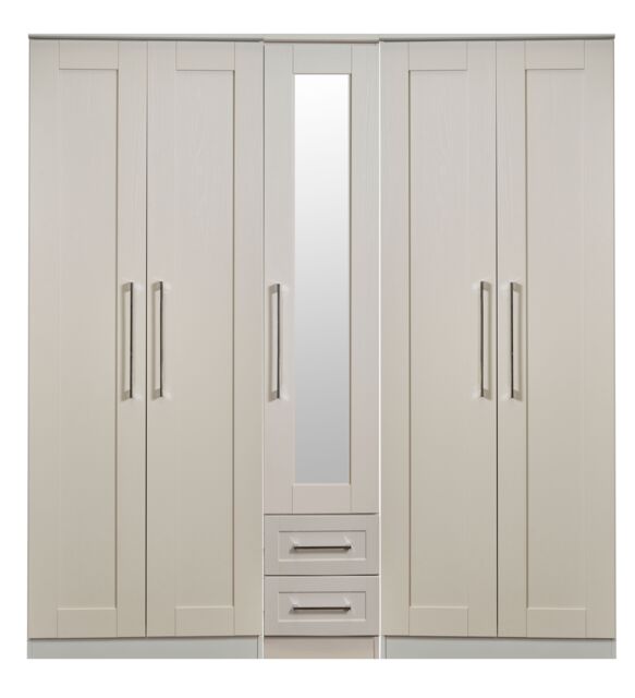 Ready Assembled 2 U Ripon Tall 5 Door 2 Drawer 1 Mirror Wardrobe (Ready Assembled) in Taupe - image 1