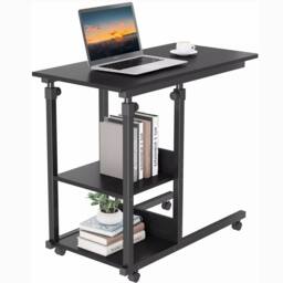 Dprodo Movable C-Shape Desk, Height Adjustable Wooden Laptop Desk in Black - Size: 1 Pack - thumbnail 1