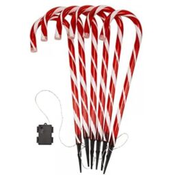 Marco Paul Pack of 6 Red Battery Powered Candy Cane Stake Lights - thumbnail 3