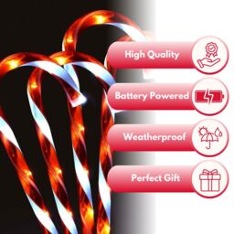 Marco Paul Pack of 6 Red Battery Powered Candy Cane Stake Lights - thumbnail 5