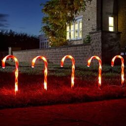 Marco Paul Pack of 6 Red Battery Powered Candy Cane Stake Lights - thumbnail 1