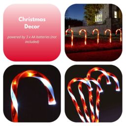 Marco Paul Pack of 6 Red Battery Powered Candy Cane Stake Lights - thumbnail 7