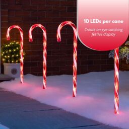 Marco Paul Pack of 6 Red Battery Powered Candy Cane Stake Lights - thumbnail 6