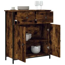 Berkfield Home Sideboard Smoked Oak 70x30x80 cm Engineered Wood in Brown - Size: 70 x 30 x 80 cm - thumbnail 4