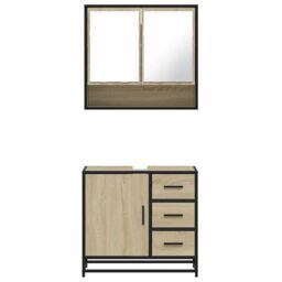 Berkfield Home 2 Piece Bathroom Furniture Set Sonoma Oak Engineered Wood in Brown - thumbnail 5