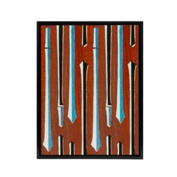 "Artery8 Vintage Japanese Bamboo Pattern Framed Canvas Wall Art Print Korin in Red - Size: W12"" x H16""" - thumbnail 1