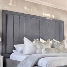 UK Bed Furniture Geneva Ottoman Gas Lift Upholstered Bed with 54-Inch Headboard in Grey - Size: King - thumbnail 2