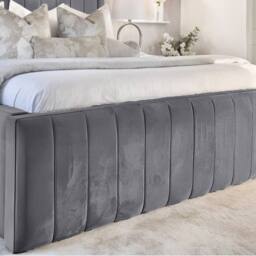 UK Bed Furniture Geneva Ottoman Gas Lift Upholstered Bed with 54-Inch Headboard in Grey - Size: King - thumbnail 3