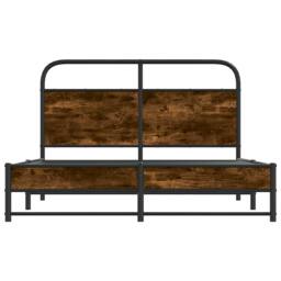 Berkfield Home Elegant Bed Frame Without Mattress 135x190 cm Smoked Oak Engineer in Brown - thumbnail 5