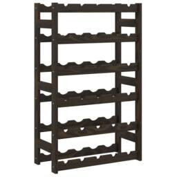 Berkfield Home Wine Rack for 30 Bottles Black Solid Wood Pine - thumbnail 2