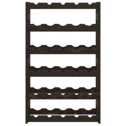 Berkfield Home Wine Rack for 30 Bottles Black Solid Wood Pine - thumbnail 3
