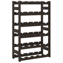 Berkfield Home Wine Rack for 30 Bottles Black Solid Wood Pine - thumbnail 5