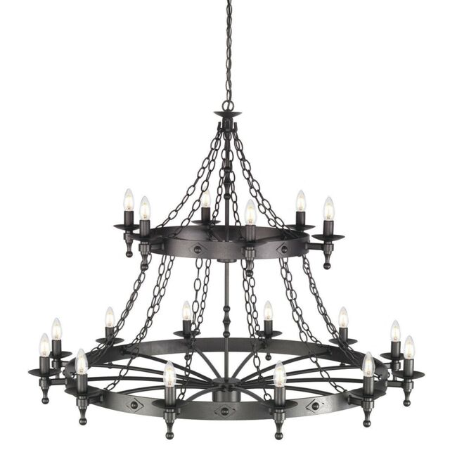 Loops 18 Bulb Chandelier 2 Tier Hand Crafted Graphite Finish Black LED E14 60W