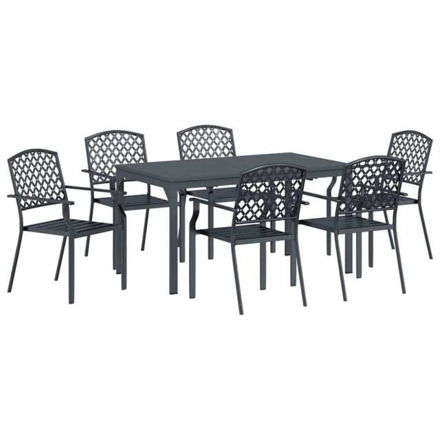 Berkfield Home 7 Piece Garden Dining Set Anthracite Steel in Charcoal - image 1
