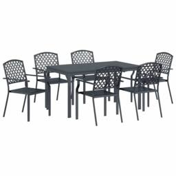 Berkfield Home 7 Piece Garden Dining Set Anthracite Steel in Charcoal