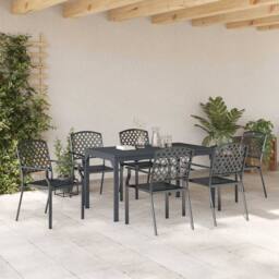 Berkfield Home 7 Piece Garden Dining Set Anthracite Steel in Charcoal - thumbnail 4