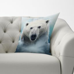 Warren Reed - Designer Polar Bear Splashart Cushions in White - Size: 60 cm x 60 cm - thumbnail 2