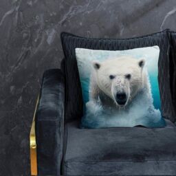 Warren Reed - Designer Polar Bear Splashart Cushions in White - Size: 60 cm x 60 cm - thumbnail 1