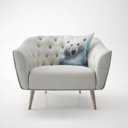 Warren Reed - Designer Polar Bear Splashart Cushions in White - Size: 60 cm x 60 cm - thumbnail 4