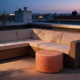 Gardenwize Inflatable Outdoor Ottoman Pouf Chair for Camping & Beach in Terracotta - thumbnail 2