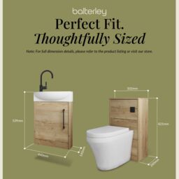 Balterley Cloakroom Suite Right Hand Vanity WC Toilet Tap Set 440mm - Oak Black in Grey - thumbnail 5