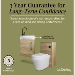 Balterley Cloakroom Suite Right Hand Vanity WC Toilet Tap Set 440mm - Oak Black in Grey - thumbnail 6