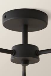 ValueLights Maddison Clear Ribbed Glass Globe Shades 3 Arm Ceiling Light in Black - thumbnail 5