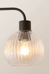 ValueLights Maddison Clear Ribbed Glass Globe Shades 3 Arm Ceiling Light in Black - thumbnail 4