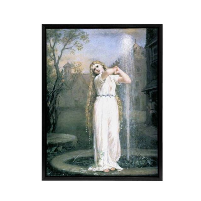 "Artery8 Waterhouse Undine Ondine Water Nymph Framed Canvas Wall Art Print - Size: W18"" x H24""" - image 1