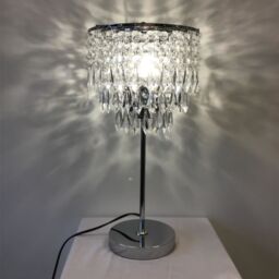 First Choice Lighting Set of 2 Chrome & Acrylic Crystal Jewelled Table Lamps in Silver - thumbnail 3