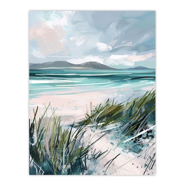 "Artery8 Path to Luskentyre Beach Isle of Harris Scotland Wall Art Print in Blue - Size: W24"" x H32""" - image 1