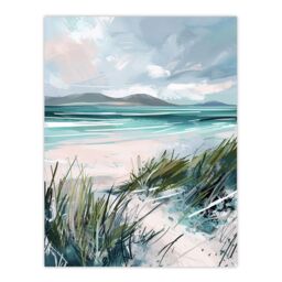 "Artery8 Path to Luskentyre Beach Isle of Harris Scotland Wall Art Print in Blue - Size: W24"" x H32""" - thumbnail 1