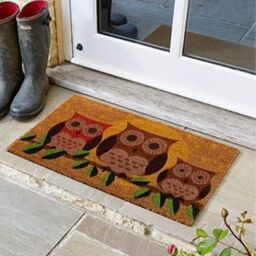 Marco Paul Tan Coir Owl Family Nonslip Doormat 45x75cm - Size: Medium - thumbnail 1