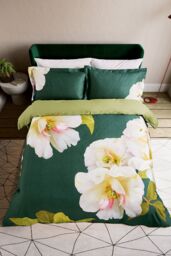 Ted Baker 'Gardenia' Cotton Duvet Cover Set in Green - Size: Super King - thumbnail 4