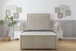 "Comfort Beds Savoy Plush Bed Frame - 50"" Upholstered Headboard in Cream - Size: Single" - thumbnail 2