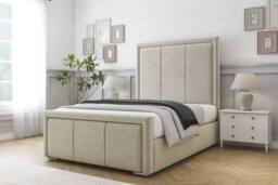 "Comfort Beds Savoy Plush Bed Frame - 50"" Upholstered Headboard in Cream - Size: Single" - thumbnail 1