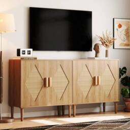 London Boutique Buffet Storage Cabinet w/ Rattan Decorating Sideboard Accent Cabinet in Natural - thumbnail 5