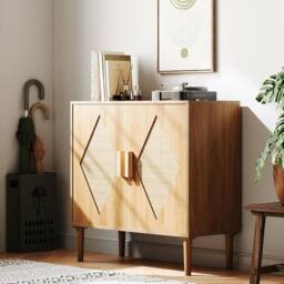 London Boutique Buffet Storage Cabinet w/ Rattan Decorating Sideboard Accent Cabinet in Natural - thumbnail 6