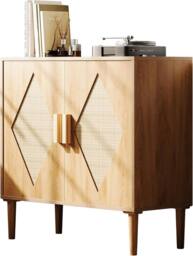 London Boutique Buffet Storage Cabinet w/ Rattan Decorating Sideboard Accent Cabinet in Natural - thumbnail 3