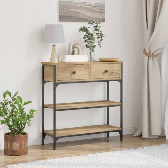 Berkfield Home Console Table Artisan Oak 72, 5x25x75 cm Engineered Wood & Steel in Brown - Size: 5 x 25 x 75 cm - image 1